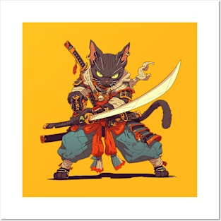 samurai cat Posters and Art